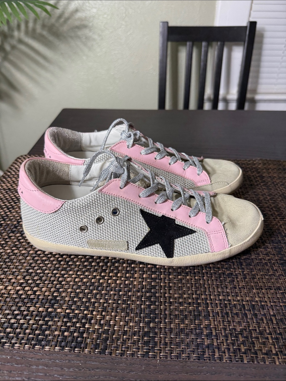 Golden Goose Super-Star Pink and Silver Sneakers